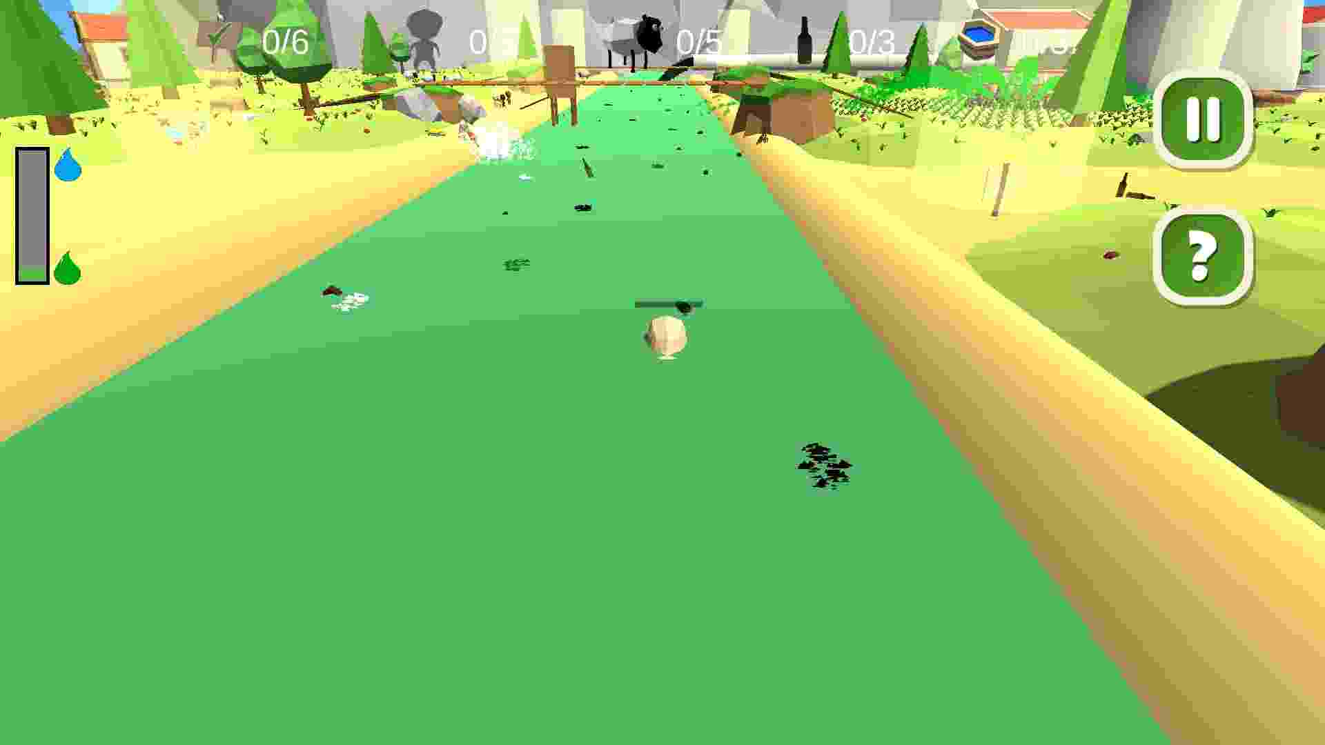 Image shows screenshot of the Clean the River game, showing a river flowing through urbanised areas